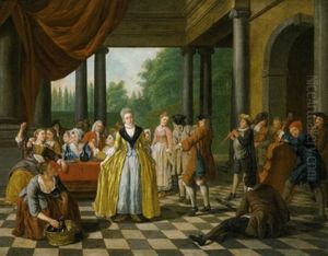 Elegante Gesellschaft Bei Musik Und Tanz Auf Einer Schlossterrasse Elegante Gesellschaft Bei Musik Und Tanz Auf Einer Schlossterrasse