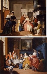 Interior Scene With Figures By A Hearth