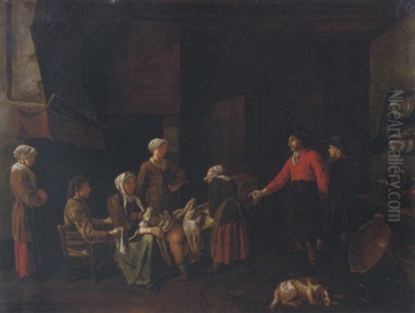 A Family In An Interior With A Child About To Be Disciplined - view 1
