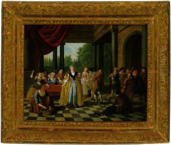 Elegante Gesellschaft Bei Musik Und Tanz Auf Einer Schlossterrasse - view 1