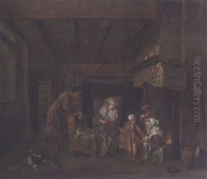 Familie Vor Dem Kamin