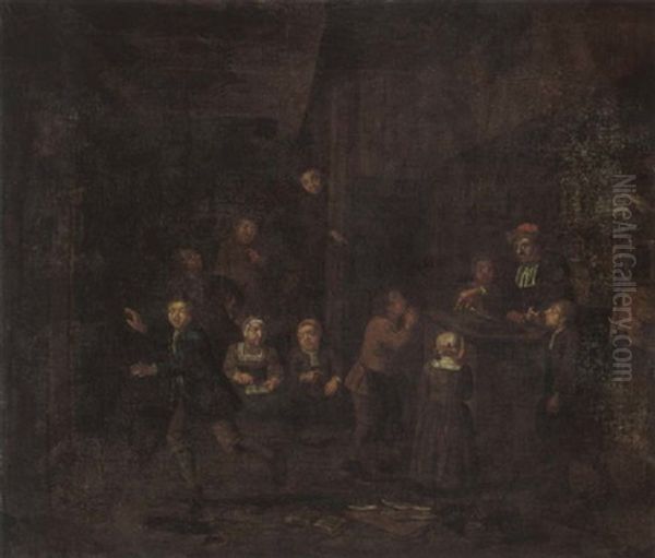 A School Class With A Teacher And Children Brawling - view 1