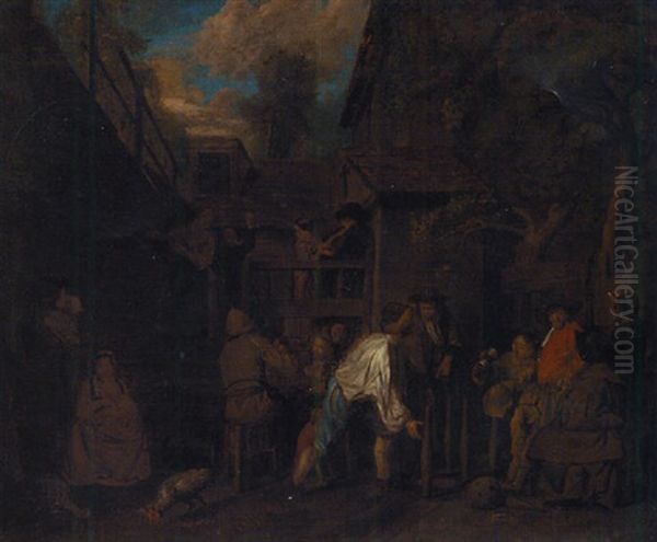 Peasants Merrymaking Outside A Tavern - view 1