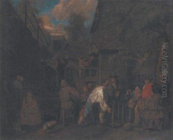 Peasants Merry Making Outside A Tavern - view 1
