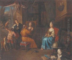 An Artist In A Studio Painting A Portrait Of A Lady
