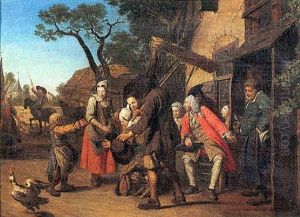 Reunion Devant L'auberge by Jan Josef Horemans the Elder
