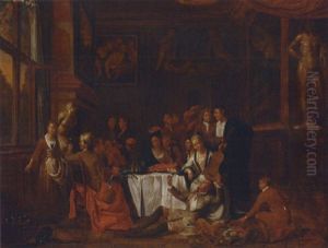 Elegant Company Feasting And Making Music In An Interior by Jan Josef Horemans the Elder