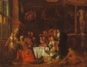 Frohliche Gesellschaft Beim Mahl by Jan Josef Horemans the Elder