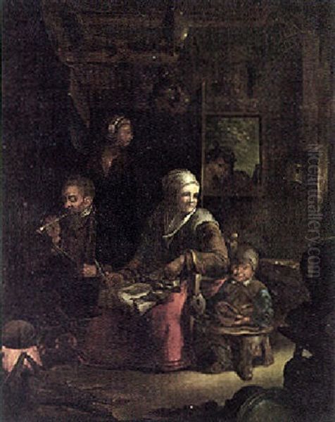 Peasants In A Kitchen Interior - view 1