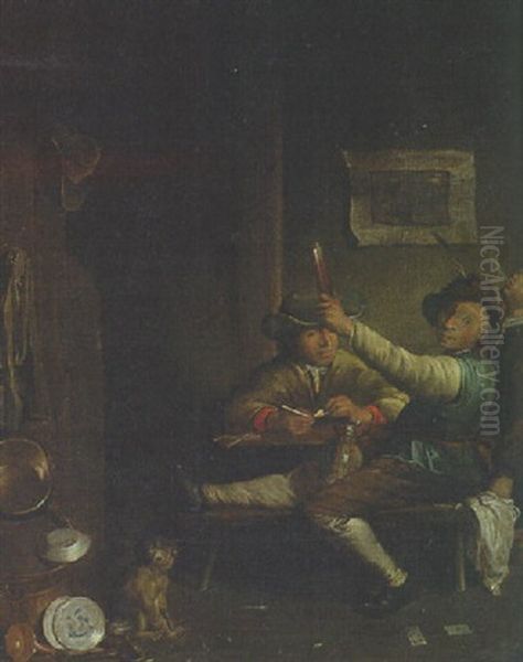 Peasants Drinking In A Kitchen Interior - view 1