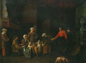 A Family In An Interior With A Father About To Punish A Child by Jan Josef Horemans the Elder