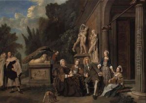 The Bals Family Gathered Before The Portico Of A Country House by Jan Josef Horemans the Elder