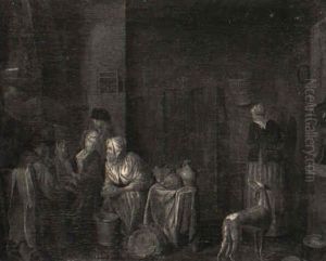 Bauerliches Interieur Mit Mehreren Personen