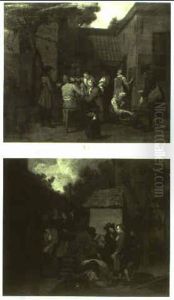 Peasants Drinking Outside A Tavern