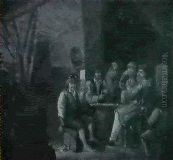 Peasants Playing Cards In A Barn - view 1