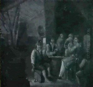 Peasants Playing Cards In A Barn by Jan Josef Horemans the Elder