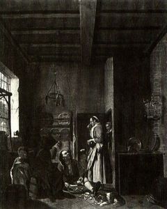 Servants Eating Oysters In A Kitchen