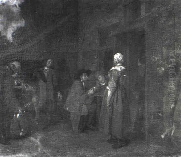 Frohliche Gesellschaft Vor Einem Wirtshaus - view 1