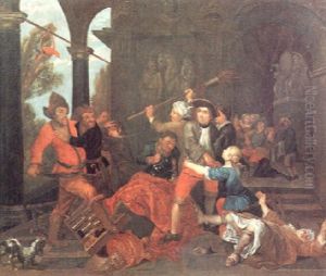 Raufhandel In Einem Portikus by Jan Josef Horemans the Elder