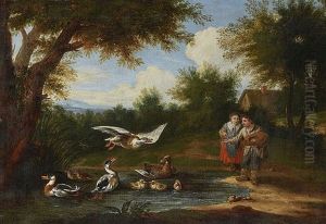 Kinder Beim Entenfuttern by Jan Josef Horemans the Younger