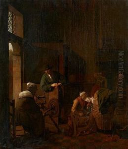 Interieur A La Fileuse by Jan Josef Horemans the Younger