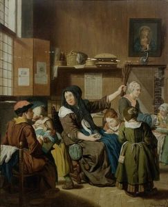 Kinder In Der Handarbeitsschule by Jan Josef Horemans the Younger