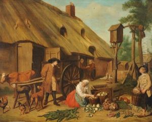 Kuchenmagd Und Bauern Beim Vorbereiten Der Marktfahrt by Jan Josef Horemans the Younger