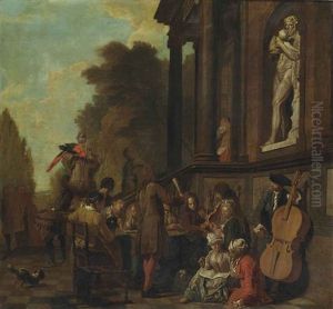 A Park Landscape With A Musical Party Outside An Italianate Villa