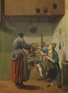 A Cobbler In His Workshop by Jan Josef Horemans the Younger