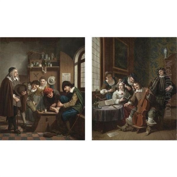 A Visit To The Physician (+ A Musical Company In An Interior; Pair) - view 1