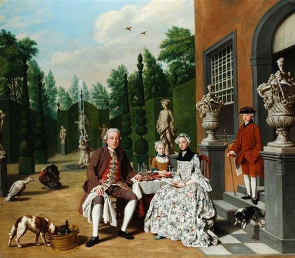 Eine Adelsfamilie Beim Dinieren In Einer Parkanlage - view 1