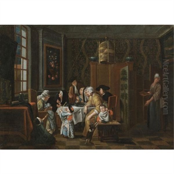 An Interior Scene With A Family Eating - view 1