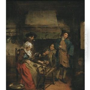 Horemans_jan Josef Interior With Figures By A Fireplace by Jan Josef Horemans the Younger
