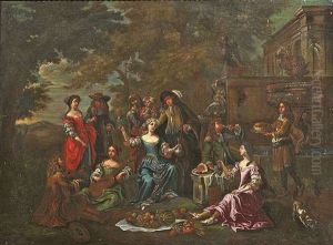 Galante Gesellschaft In Einem Schlospark by Jan Josef Horemans the Younger