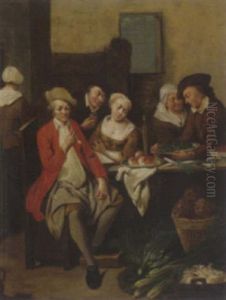 Gesellschaft In Einem Kucheninterieur Gesellschaft In Einem Kucheninterieur