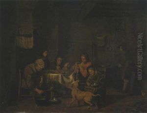 A Family Eating And Drinking In An Interior