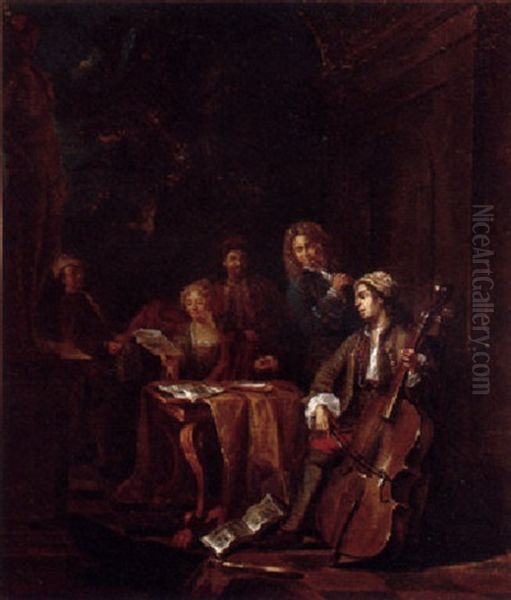 Elegant Company Making Music On A Terrace - view 1