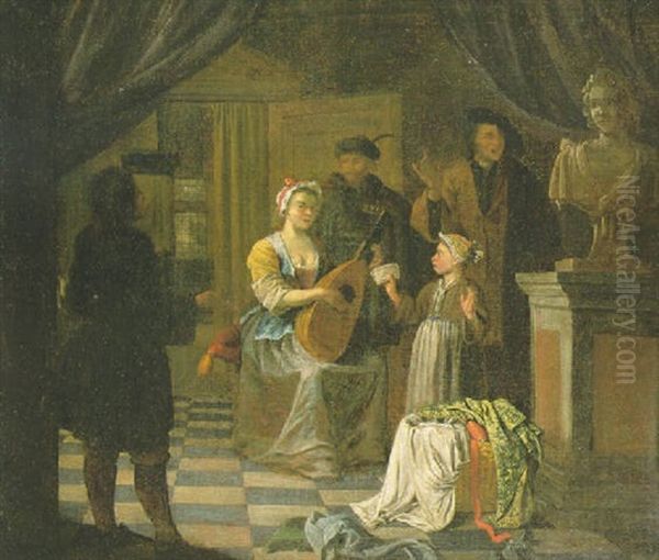 Figures Singing In An Elegant Interior - view 1