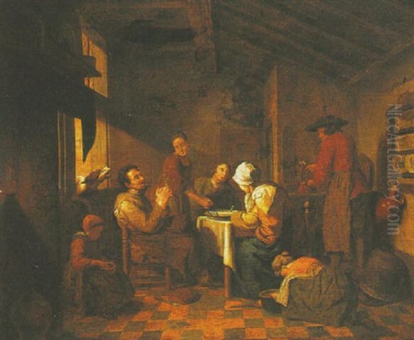 Peasants In An Interior Saying Grace Before The Meal - view 1