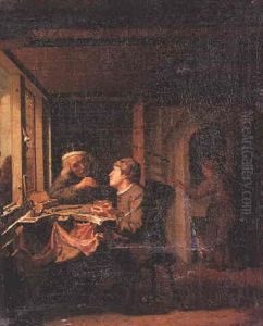 A Watchmaker And His Apprentice In His Workshop A Watchmaker And His Apprentice In His Workshop