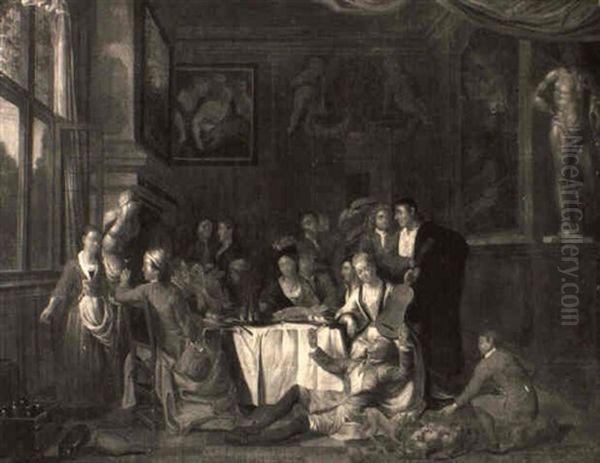 A Company At A Table Interior - view 1