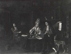 A Tabagie Gathering Of An Artist Showing His Drawings A Tabagie Gathering Of An Artist Showing His Drawings