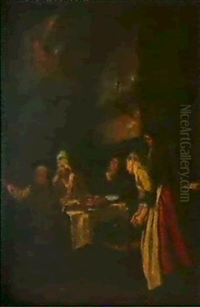 Scene De Repas Familial [&] Femme A La Cuisine     Entouree De Ses Enfants - view 1