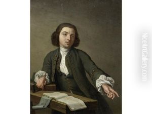 Portrait Of An Artist Seated At A Table With A Sketchbook by Pieter Jacob Horemans