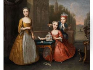 Kinder Beim Bauen Eines Kartenhauses by Pieter Jacob Horemans