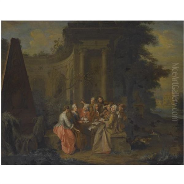 An Elegant Musical Company Beside Classical Ruins - view 1