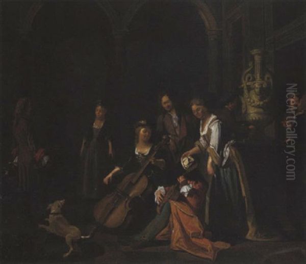 Scene De Concert Devant La Terrasse D'un Palais - view 1