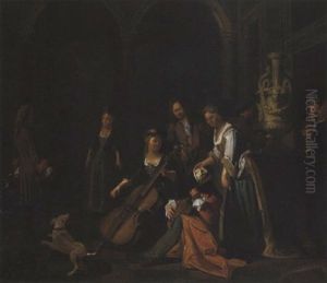 Scene De Concert Devant La Terrasse D'un Palais by Pieter Jacob Horemans
