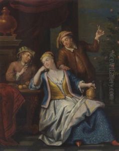 Elegant Company On A Terrace by Pieter Jacob Horemans