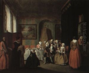 Lady About To Give Birth, Surrounded By Her Family And Doctors by Pieter Jacob Horemans